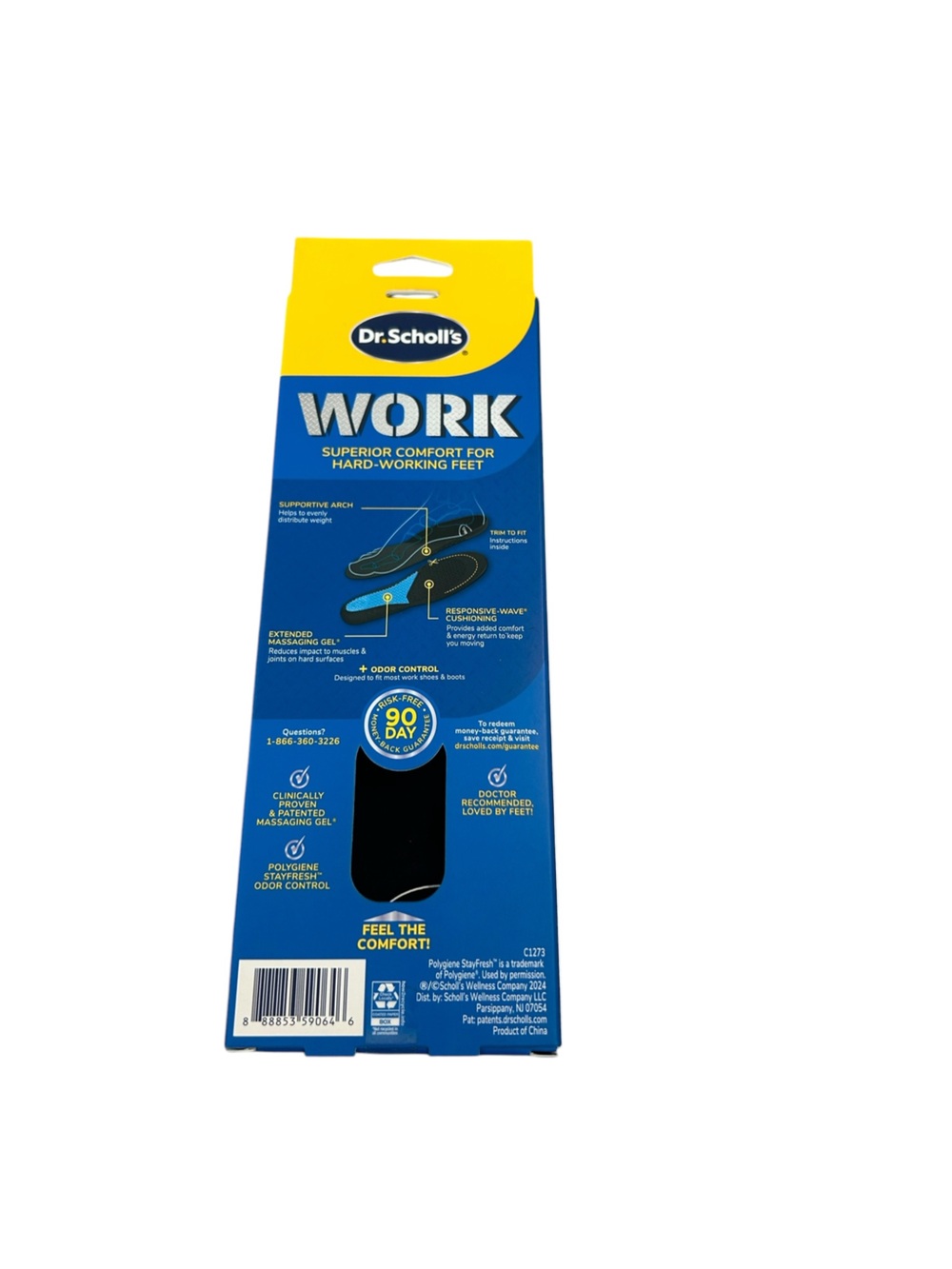 Dr. Scholl's Work Insoles - Blue and Yellow Packaging
